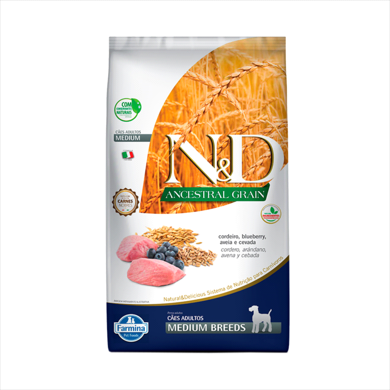 Ração N&D Ancestral Grain Cães Adultos Medium Cordeiro 10,1 kg