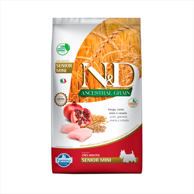 Ração N&D Ancestral Grain Cães Senior Mini Frango 800 g