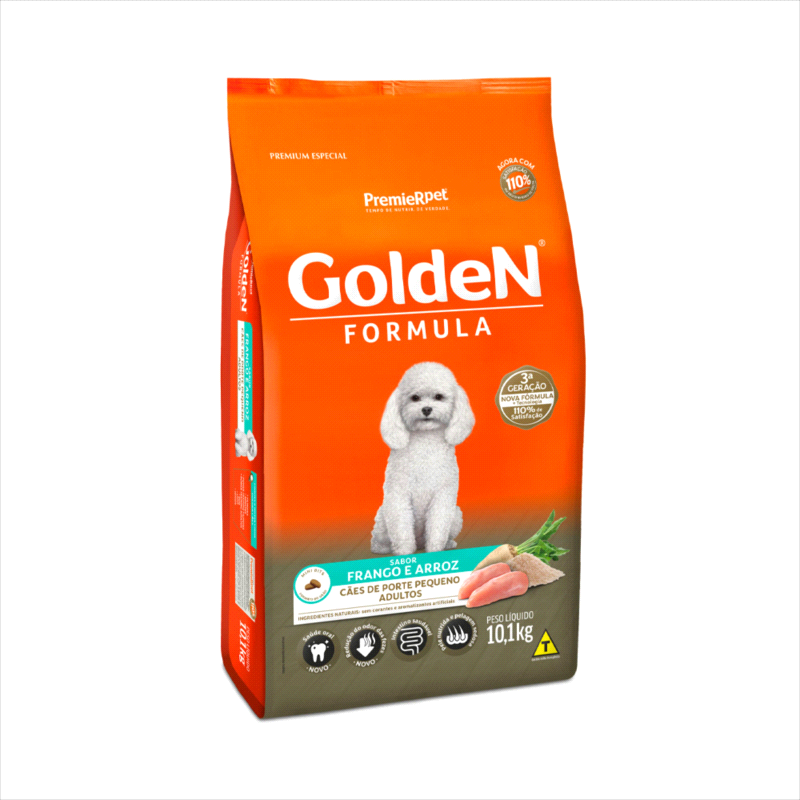 Ração Golden Fórmula Mini Bits para Cães Adultos de Porte Pequeno Sabor Frango e Arroz 10kg