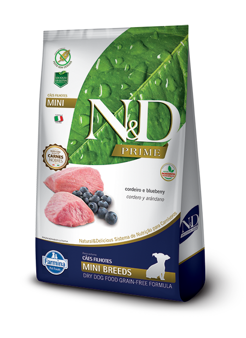 Ração N&D Prime Cães Puppy Mini Cordeiro e Blueberry 2,5 kg