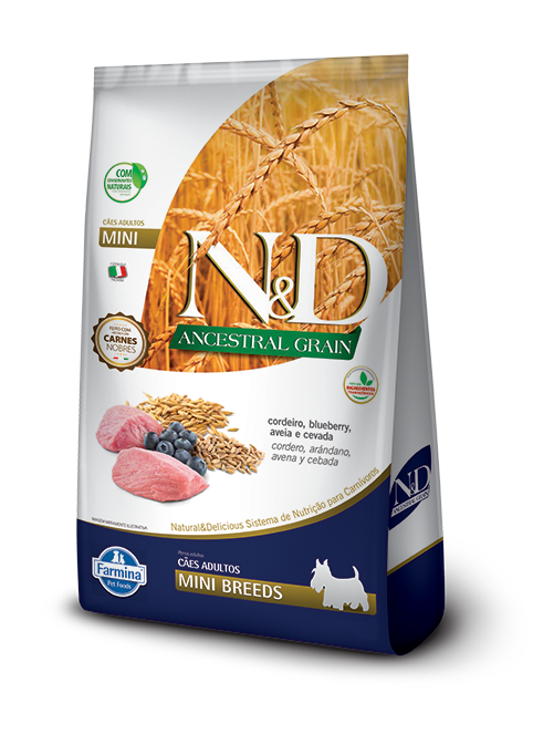 Ração N&D Ancestral Grain Cães Adultos Mini Cordeiro 800 g