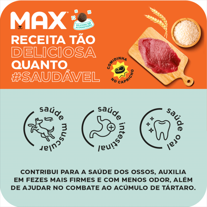 Ração Max para Cães Adultos Raças Pequenas Carne e Arroz 15 kg - Imagem 2