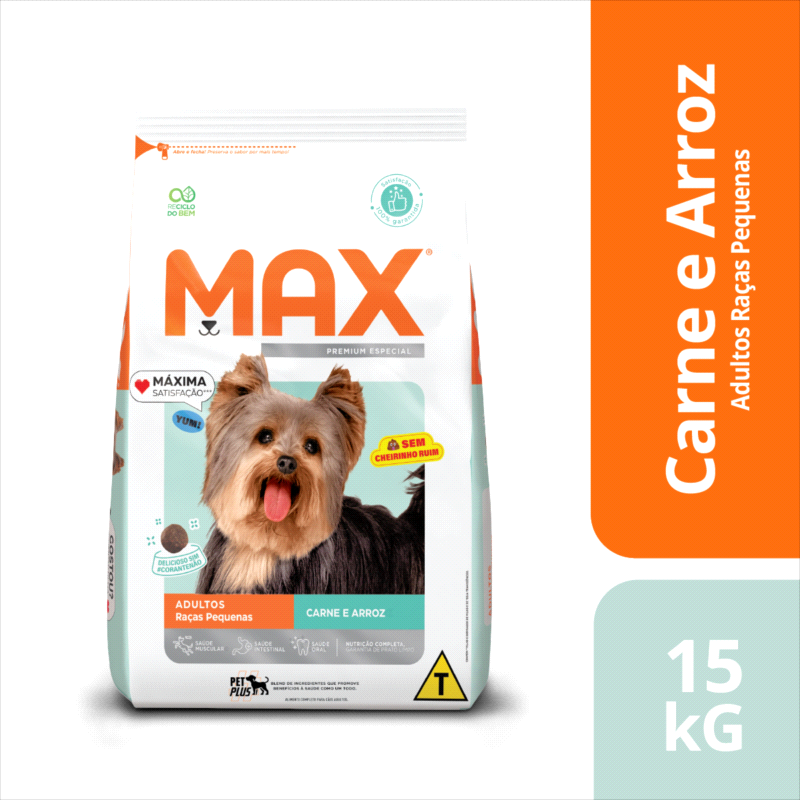 Ração Max para Cães Adultos Raças Pequenas Carne e Arroz 15 kg