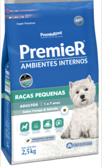 Ração Premier Ambientes Internos para Cães Adultos Sabor Frango e Salmão 1kg