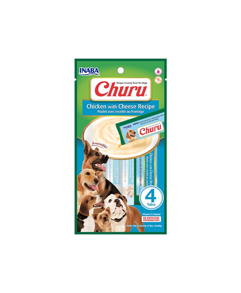 Purê Churu Dog Sabor Frango com Queijo para Cães 56g