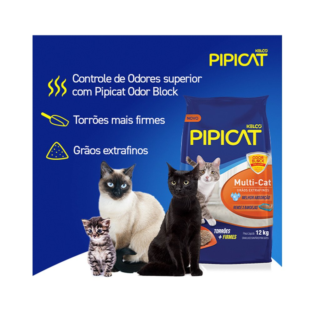 Areia Higiênica Pipicat Multicat para Gatos 4kg - Imagem 3