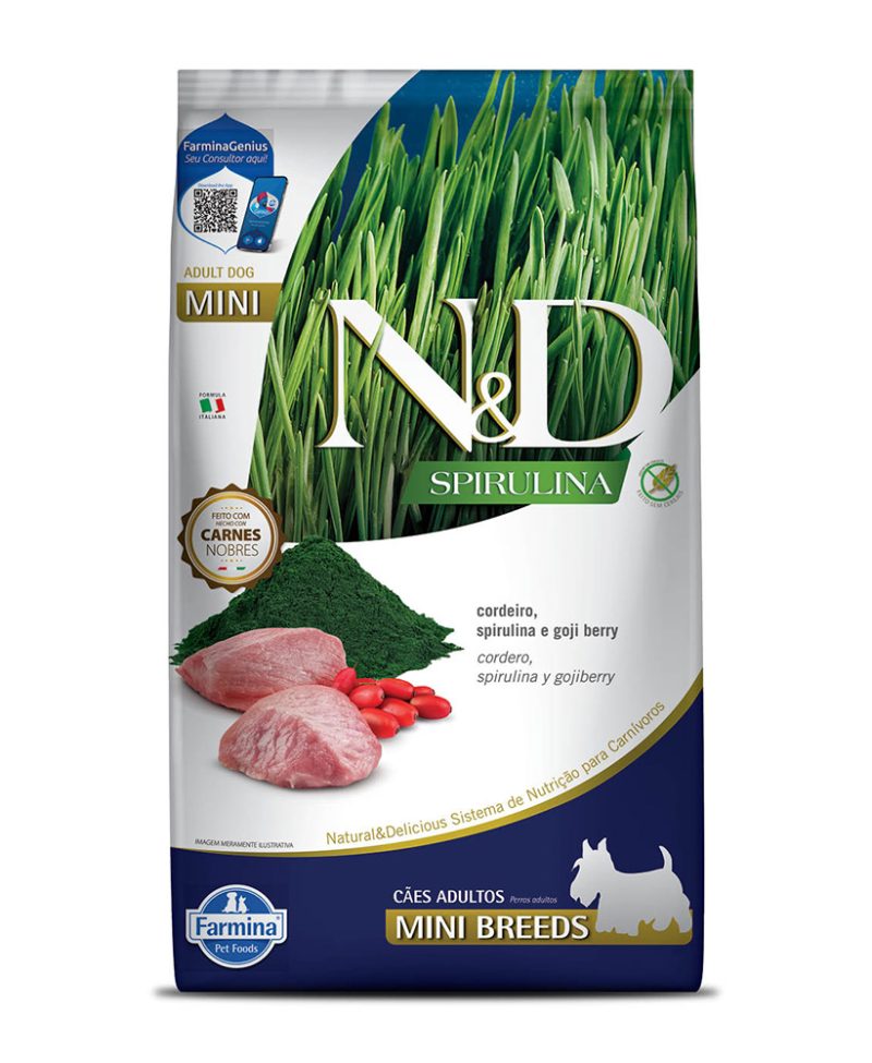 Ração N&D Spirulina Cães Adultos Mini Cordeiro 2 kg
