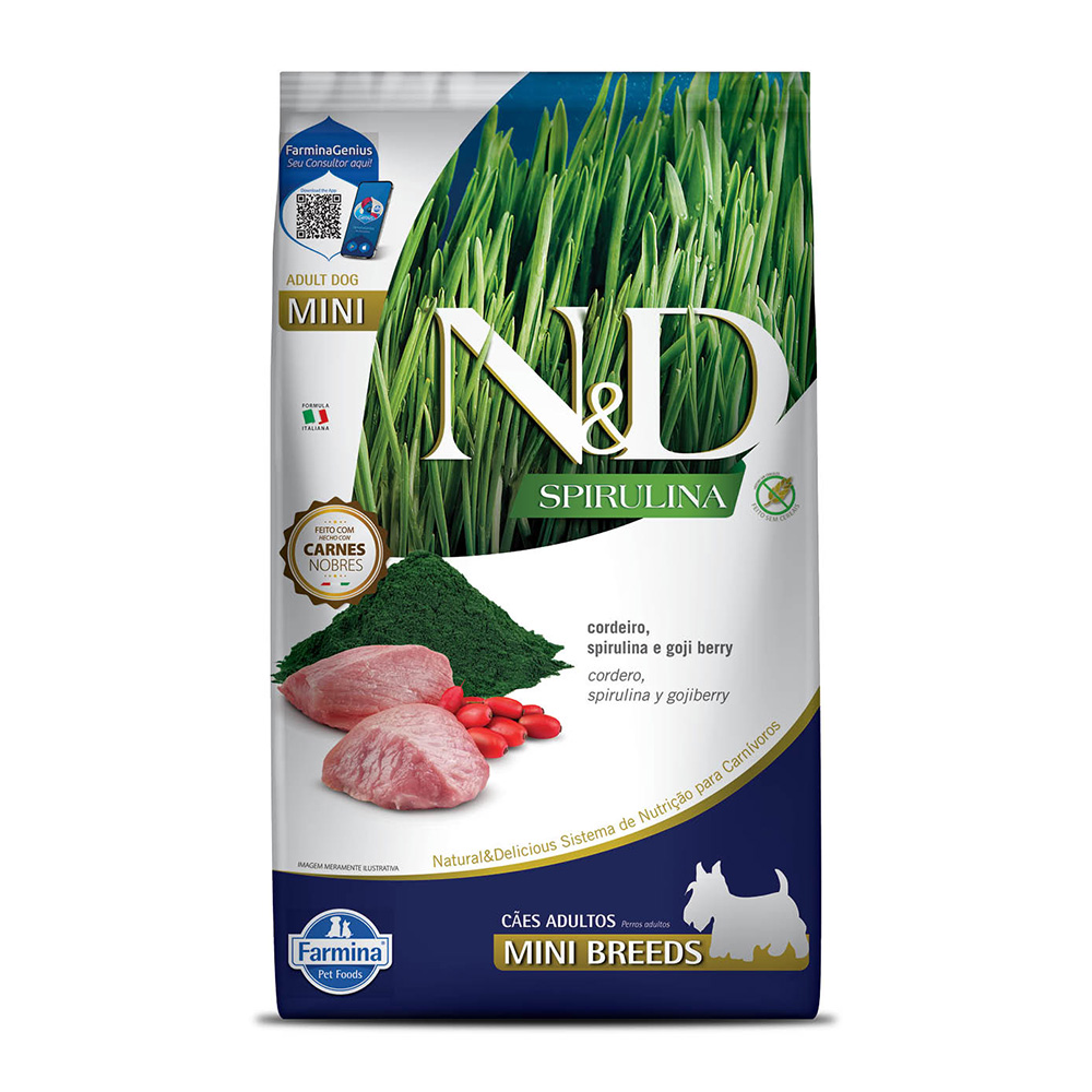 Ração N&D Spirulina Cães Adultos Mini Cordeiro 2 kg