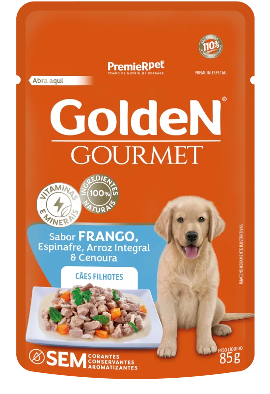 Ração Úmida Golden Gourmet Cães Filhotes Frango 85 g