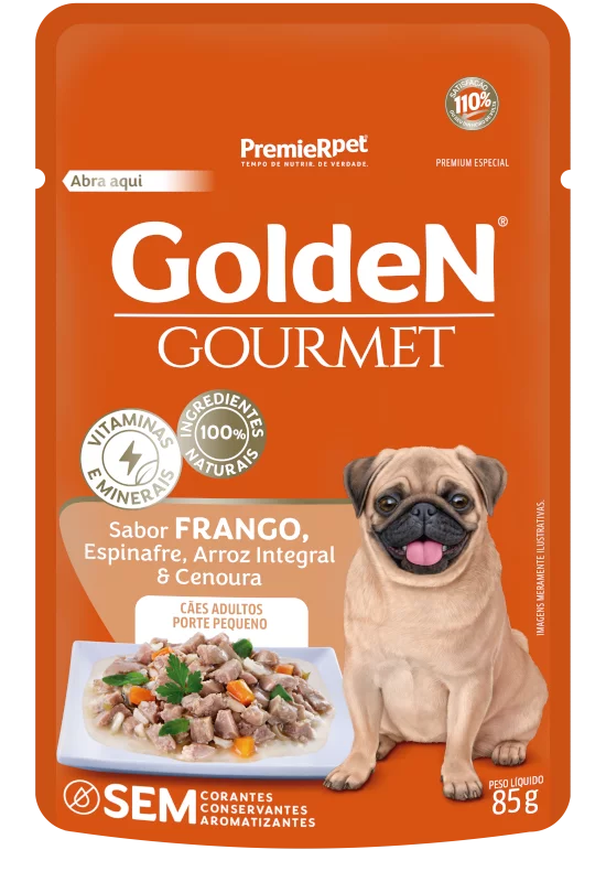 Ração Úmida Golden Gourmet Cães Adultos Porte Pequeno Frango 85 g