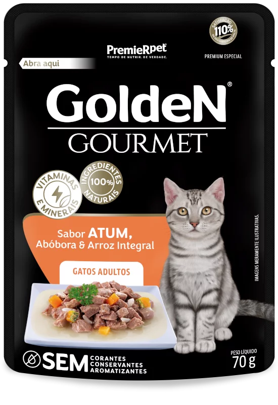 Ração Úmida Golden Gourmet Gatos Adultos Atum 70 g