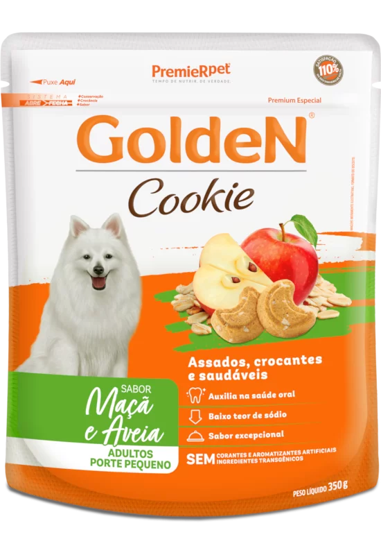 Biscoito Golden Cookie para Cães Adultos de Porte Pequeno Sabor Maçã e Aveia 350g